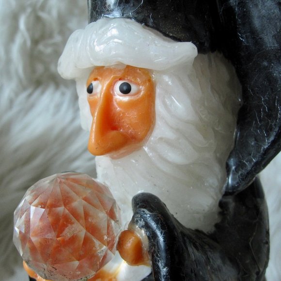 VTG Wizard with Glass Crystal Ball 10" Wax Candle